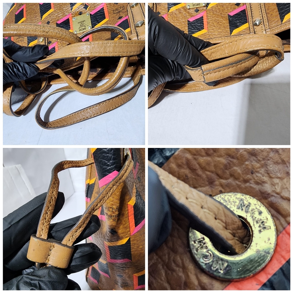 MCM Brown and Pink Geometric Tote - Picture 8 of 13